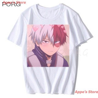 เสื้อยืดสีขาวAppes Store cartoon My Hero Academia T Shirt Summer Men White TShirt Harajuku Streetwear Mens Clothes Anim