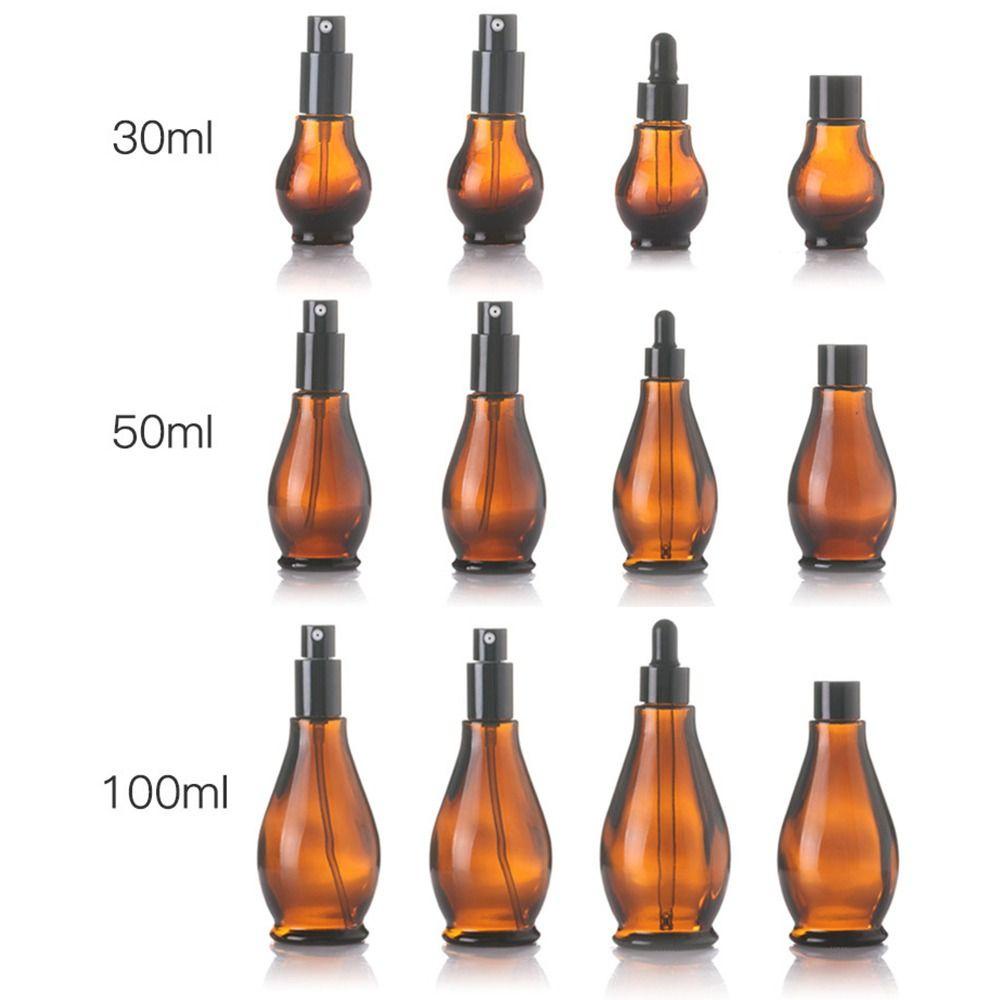 Lyndon ขวดน้ําหอม Aromatherapy Travel Lotion ขวดปั๊ม 10ml-100ml แก้ว Amber Essential Oil Dropper ขวด