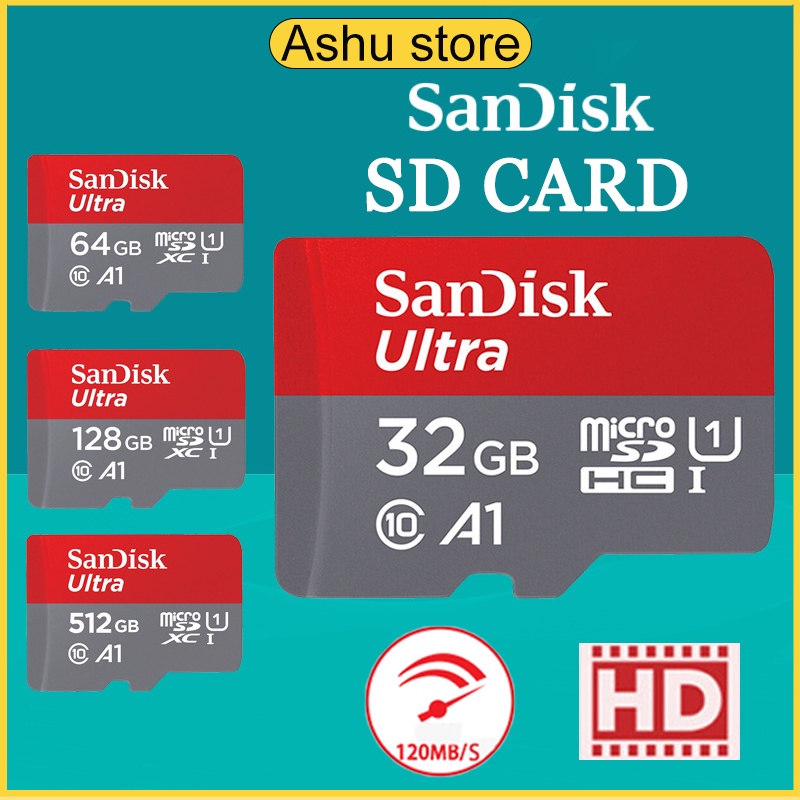 การ์ดหน่วยความจำ SD การ์ด 32GB Class10 Microsd A1 ฟรีอะแดปเตอร์โทรศัพท์คอมพิวเตอร์พีซี