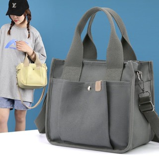 &lt;พร้อมส่ง&gt; กระเป๋าถือ กระเป๋าสะพายไหล่ ผ้าแคนวาส แบบหนา มีซิป จุของได้เยอะ หลายช่อง สไตล์ญี่ปุ่น สําหรับสตรี ใส่อาหารกลางวัน และคุณแม่ 5 สี