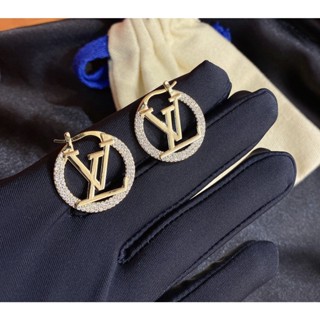 LOUIS VUITTON ต่างหูสตั๊ด เหล็กไทเทเนียม รูปโลโก้ตัวอักษร LV เครื่องประดับแฟชั่น สําหรับผู้หญิง