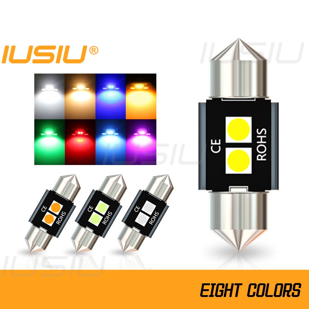Iusiu 2PCS 28 มม.LED Festoon รถโดมอ ่ านหนังสือเพดาน C3W 3030 รถยนต ์ ภายในแผนที ่ Clearance ด ้ านข ้ างตัวบ ่ งชี ้ หาง Trunk ประตูป ้ ายทะเบียนโคมไฟ Warm หลอดไฟสีขาว 12V