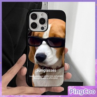 PingCoo - Candy Case For iPhone 14 13 12 11 Plus Pro Max XR TPU Soft Glossy Black Case Cool Sunglasses Dog Camera Protection Shockproof Back Cover