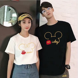 Mickey Mouse Minnie Prints Couple Clothes Summer Female Women Men T-shirt Kawaii Harajuku Korean Clothes Paired T-s_02