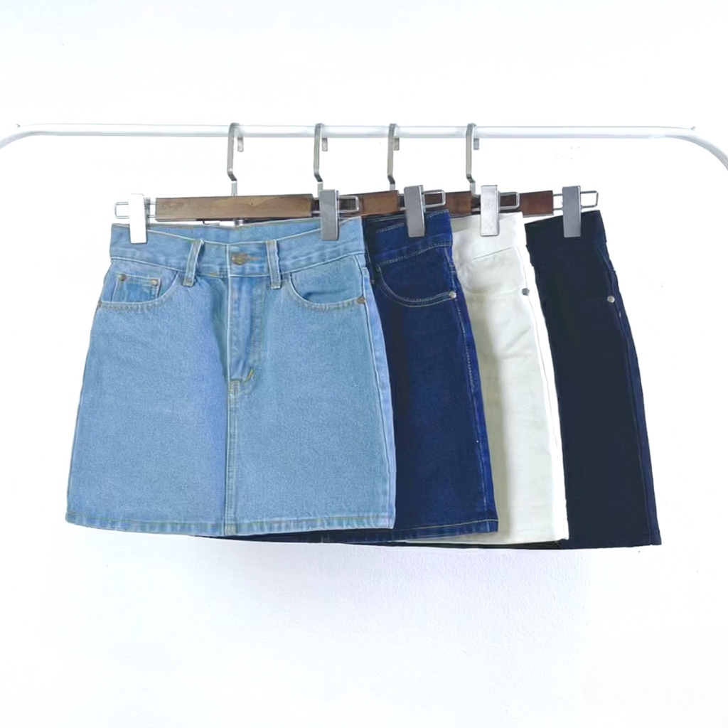 Looktrend888 กระโปรงยีนส์ ทรงเอ สั้น ผ้าไม่ยืด Mini Skirt ใส่ได่บ่อย ป้าย CNG มีไซส์ใหญ่ S-6XL