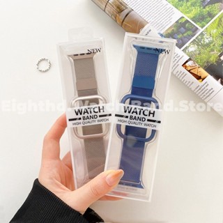 สายนาฬิกาข้อมือ และกระจก พร้อมเคส สําหรับ Apple Watch Series Ultra 8 7 6 SE 5 4 3 2 1 iWatch ขนาด 49 มม. 41 มม. 45 มม. 44 มม. 42 มม. 40 มม. 38 มม.