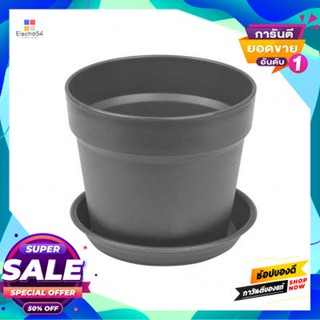 Plastic กระถางพลาสติกพร้อมจานรอง รุ่น TWP-2020SG ขนาด 3.7 นิ้ว สีเทา Plastic Flower Pot With Saucer FONTE TWP-2020SG Siz