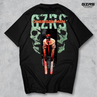 Gzrs เสื้อยืด ลาย Chainsaw Man Dark Fantasy สีดํา สําหรับผู้ชาย