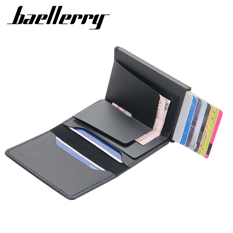 Baellerry RFID ที่ใส่บัตรเครดิต บัตรเครดิต อลูมิเนียมอัลลอย ป้องกันแม่เหล็ก หลายช่อง