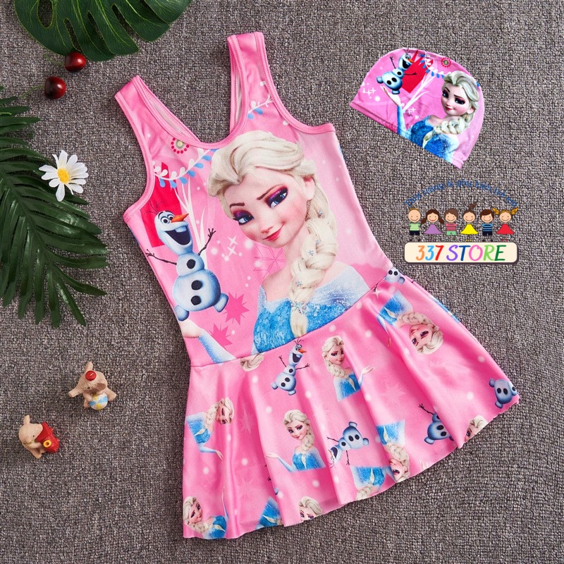 ชุดว่ายน้ําสําหรับเด็กผู้หญิง บิกินี่วันพีซ Elsa Unicorn pony สําหรับเด็กตั้งแต่ 8 ถึง 30กก. 337 Sto