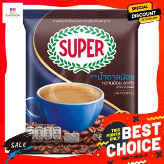 Super(ซุปเปอร์) ซูเปอร์คอฟฟี่ กาแฟปรุงสำเร็จชนิดผง 3 อิน 1 สูตรน้ำตาลน้อย 15 ก. แพ็ค 25 ซอง Super Coffee Instant Coffee