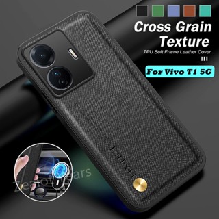 เคสโทรศัพท์มือถือหนัง TPU นิ่ม กันกระแทก กันรอยนิ้วมือ สีพื้น สําหรับ VIVO T1 5G VivoT1