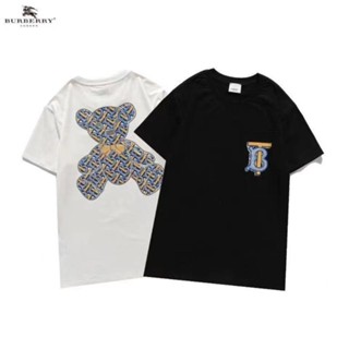 BURBERRI NEW BEAR PRINT TEE 2022 Cotton Crew Neck Loose Short Sleeve_01