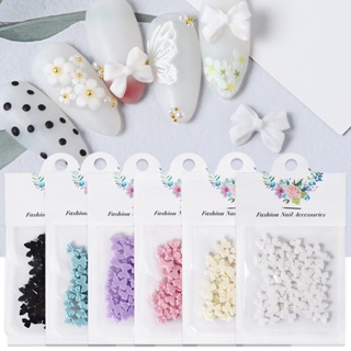 【AG】50Pcs Manicure Decor Three-dimensional Non-Fading Flat Base DIY Bow Fingernail Manicure Decoration