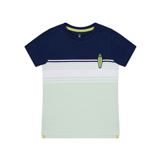 Mothercare navy striped t-shirt with embroidery YC501 เสื้อยืดเด็กผู้ชาย