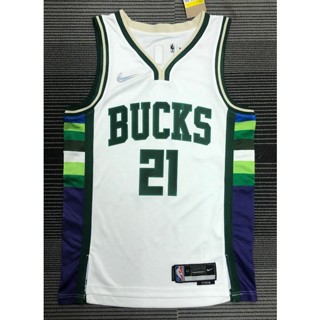 ขายดี เสื้อกีฬาบาสเก็ตบอล NBA jersey Milwaukee Bucks 2022 21# HOLIDAY 75th PKpgfp52GGfibg45 สีขาว