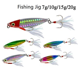 Jigging Hook Spinner เหยื่อ 7 กรัม / 10 กรัม / 15 กรัม / 20 กรัม / 30 กรัม จิ๊กเลเซอร์โลหะ Umpan หล่อช้อนเหยื่อตกปลา 1 ชิ้น