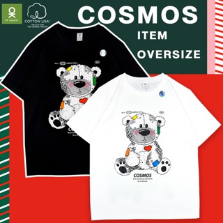 【เสื้อยืดใหม่】เสื้อยืด 🐻ใส่คู่/ใส่เดียว น่ารักๆ  ลาย หมีCOSMOS🐻 - OverSize ผ้านุ่มนิ่ม ผ้านำเข้าUSA🇺🇸 เจ้าเดียวที่นี