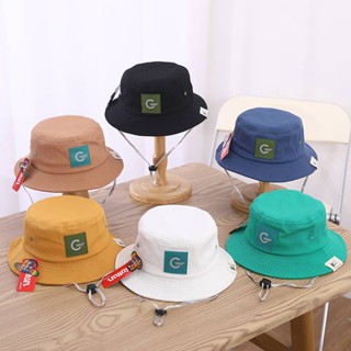 (พร้อมส่ง) หมวกเด็ก หมวกบักเก็ต (Bucket) สีพื้นติดโลโก้ "1990" หมวกแฟชั่นเด็ก 12เดือน-5ปี รอบหัว:50-52 cm.