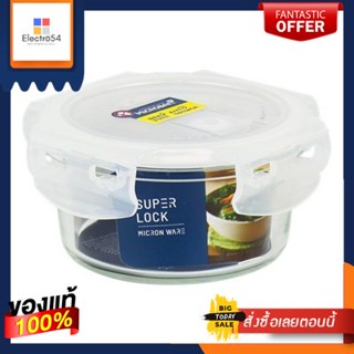 กล่องอาหารแก้วทรงกลมฝาล็อก SUPER LOCK รุ่น JCP-6082 ความจุ 750 มล. สีใสRound glass food box with SUPER LOCK lid, model J