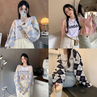 พร้อมส่ง 3 สี 🦋☀️ Ice cream sweater เสื้อคลุมแขนยาวลายสวยมาก 36068)