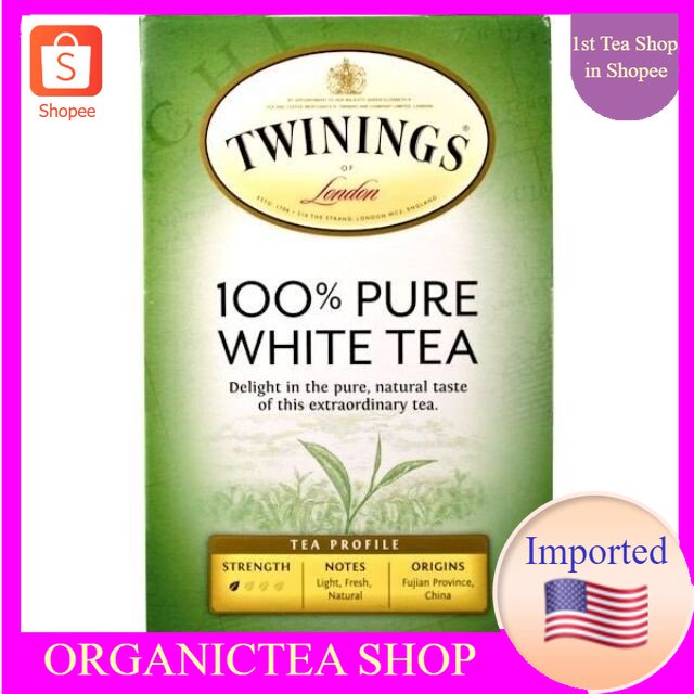 ชาทไวนิงส์ Twinings, 100% Pure White Tea, 20 Tea Bags ชาขาวบริสุทธิ์