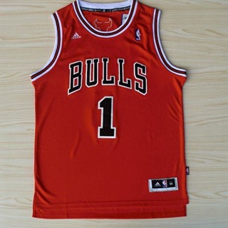 ขายดี เสื้อกีฬาแขนสั้น ลาย NBA Jersey Chicago Bulls No.1 Rose HIbhke57KImjnb58 สีแดง