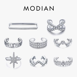 Modian ต่างหูเงินสเตอร์ลิง 925 แบบคลิปหนีบ ทรงกลม สีรุ้ง แฟชั่นสําหรับผู้หญิง 1 ชิ้น