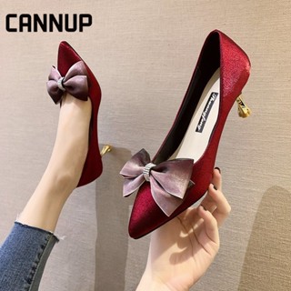 CANNUP รองเท้าส้นสูง ญ สีแดง รองเท้าเสริมส้นผู้หญิง B25G00Q