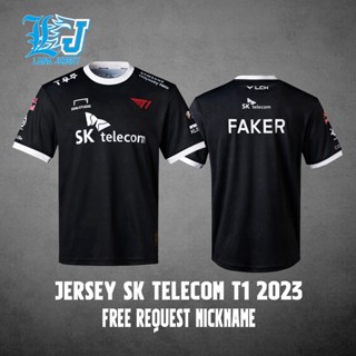 เสื้อกีฬาแขนสั้น ลายทีม SK TELECOM T1 ESPORT 2023 (ฟรีนิกเกิลที่กําหนดเอง)