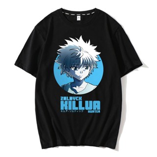 【พร้อมส่ง】เสื้อยืดคอกลม ผ้าฝ้าย แบบนิ่ม พิมพ์ลาย Hunter X Hunter Killua Zoldyck สําหรับผู้ชาย_02