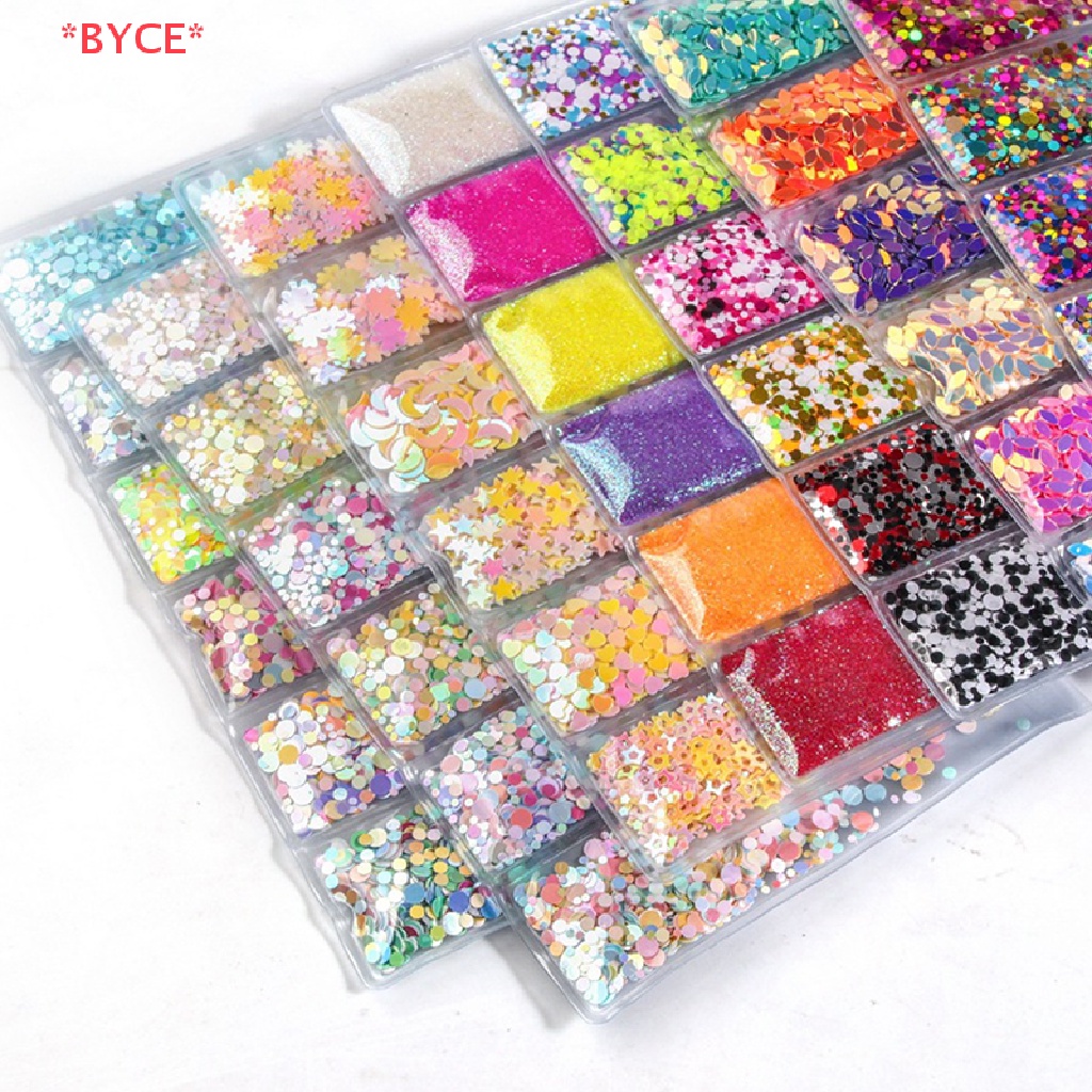 Byce> ใหม่ เลื่อมฟอยล์ หลากสี สําหรับตกแต่งเล็บ 6 ช่อง ต่อถุง