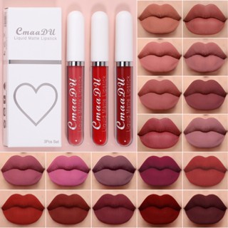 CmaaDu 3PCS Lip Glaze Velvet Matte Lipstick Waterproof Long Lasting Lip Glaze Lip Gloss