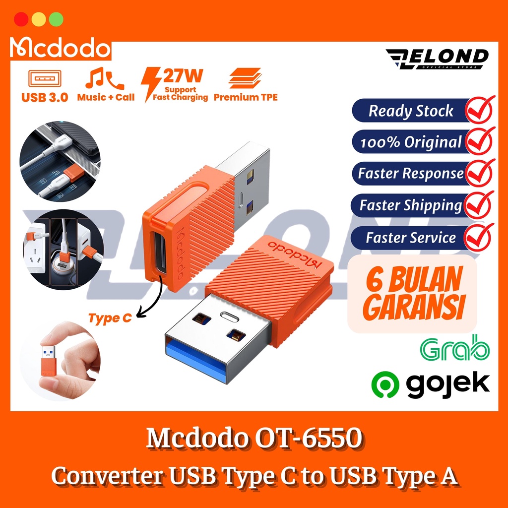 อะแดปเตอร์แปลงสายชาร์จ Otg Usb Type C เป็น Usb Type A สําหรับชาร์จเสียง โทร Mcdodo Ot 6550 5362