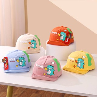 [พร้อมส่ง] หมวกเด็ก 3เดือน - 2ปี รอบหัว:46-48 cm. หมวกแก๊ปเด็ก (Cap) พิมพ์ลายการ์ตูนไดโนเสาร์ 🦖 หมวกแฟชั่นเด็ก