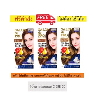 ครีมโฟมปิดผมขาว Salon de Pro จาก Dariya สีนํ้าตาลอ่อน เบอร์ 3,3C เกรดพรีเมี่ยมของญี่ปุ่น ไม่มีไฮโดรเยน ไม่คัน ทำง่าย