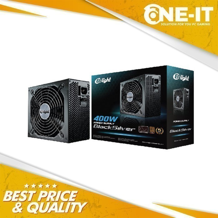 Enlight 400W 85+ แหล่งจ่ายไฟสีดําสีเงิน