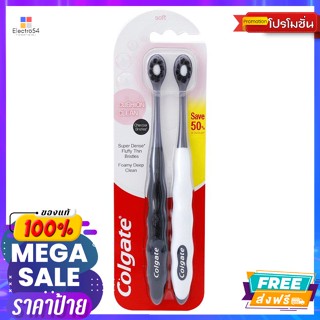 Colgate(คอลเกต) คอลเกต แปรงสีฟัน รุ่นคุชชั่น คลีน ชาร์โคล แพ็ค 2 Colgate Toothbrush Cushion Clean Charcoal Pack 2ดูแลช่อ