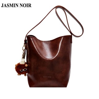 Jasmin NOIR กระเป๋าสะพายไหล่ กระเป๋าถือ หนัง PU ทรงบักเก็ต สําหรับสตรี