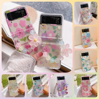 เคสมือถือ ลายดอกไม้ กันกระแทก พร้อมสายคล้อง สําหรับ Samsung Z Flip3 5G Galaxy Z Flip3