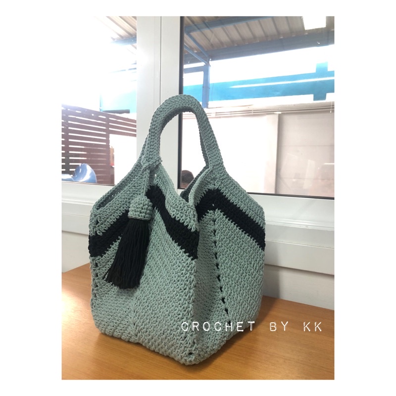 กระเป๋าถักโครเชต์ mini granny bag สีทูโทน
