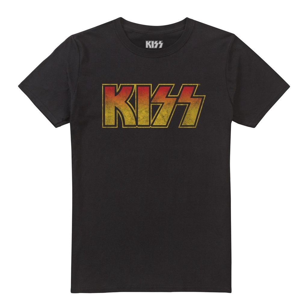 Kiss Mens T-shirt Logo Cotton Band Tee Regular Fit S-2XL Official tops TEE
