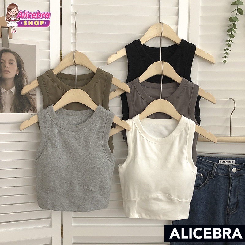 𝗔𝗟𝗜𝗖𝗘𝗕𝗥𝗔 เสื้อกล้าม ครอปทอป เสื้อปิดจุก มีฟองน้ำในตัว