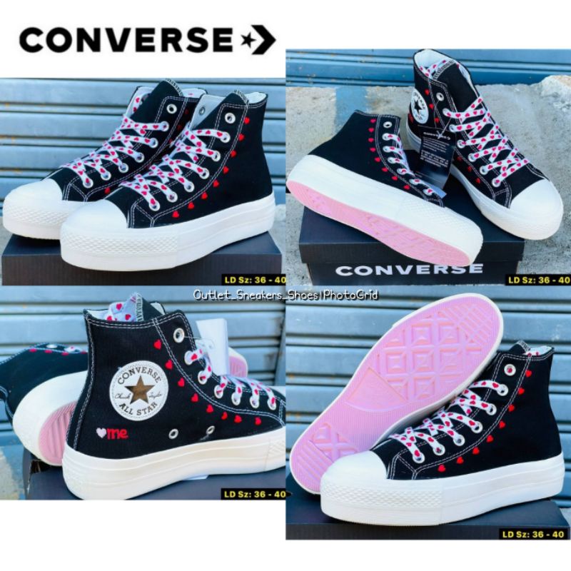 รองเท้า Converse Chuck Taylor All Star Lift Crafted With Love Black ส่งฟรี