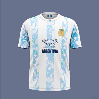 ใหม่ เสื้อยืดลําลอง แขนสั้น คอกลม พิมพ์ลายทีมชาติฟุตบอล Argentina Jersey พลัสไซซ์ 2022