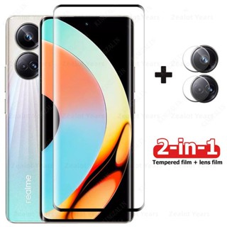 2-in-1 ฟิล์มกระจกนิรภัยกันรอยหน้าจอ ขอบโค้ง แบบเต็มจอ สําหรับ Realme 10 Pro Plus Realme 10Pro+