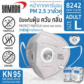 หน้ากากอนามัย YAMADA หน้ากากคาร์บอน วาล์วคู่ ยามาดะ PM2.5 รุ่น 8242