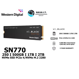 COINSคืน15%⚡FB9JMZV6⚡ WD BLACK SN770 250 I 500GB I 1TB I 2TB NVME SSD PCIE 4/NVME M.2 2280 ประกัน 5 ปี