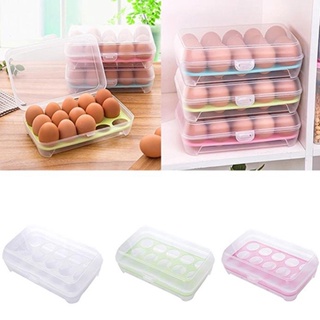 【AG】Egg Storage Holder Anti-collision Plastic Transparent 15 Grids Plastic Transparent Eggs Preservation Box