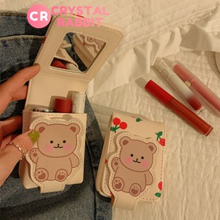 CRYSTAL RABBIT ins กระเป๋าใส่ลิปสติก พร้อมกระจก กระเป๋าเครื่องสําอาง PU mini แบบพกพา